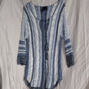 New Directions Striped Knit Coverup in Blue and White